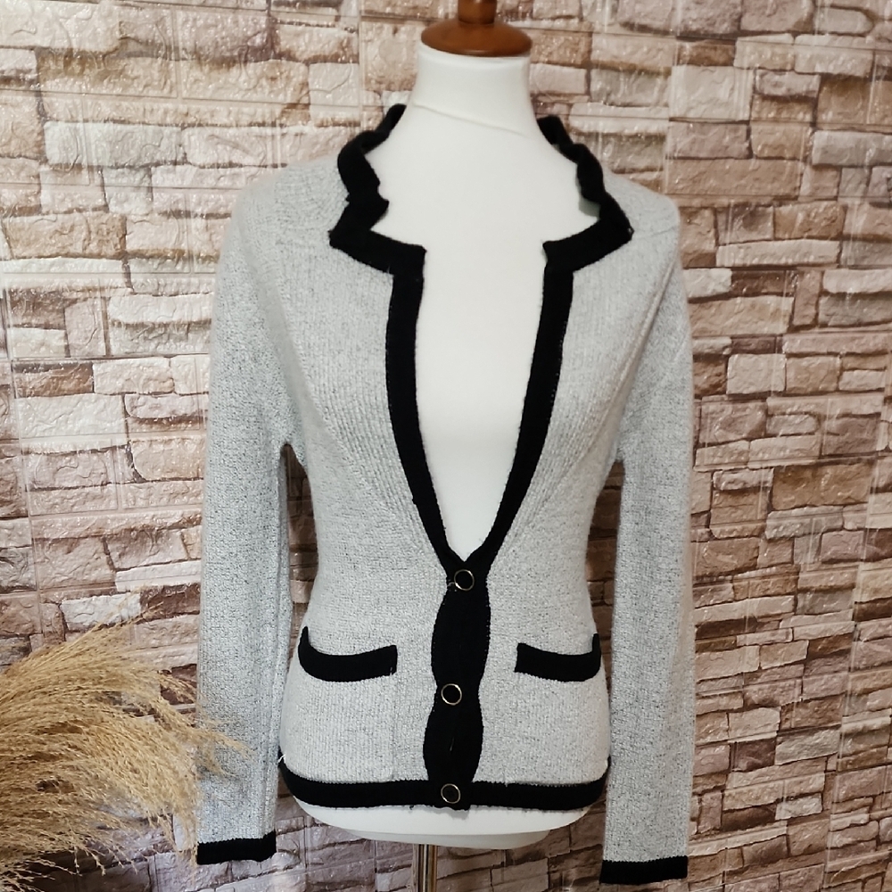 Tulle Chic Gray and Black Cardigan